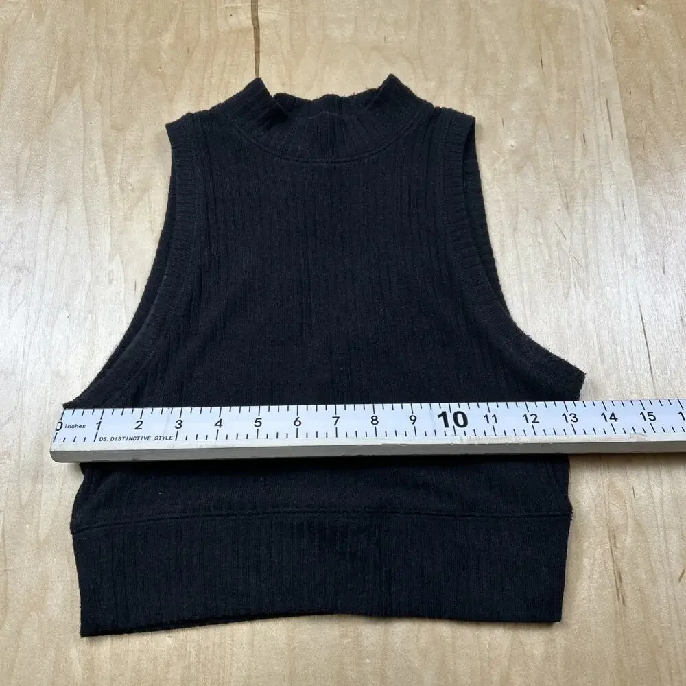 Abercrombie & Fitch Ribbed Crop Tank Top Womens XS Navy Mock Neck GC - Picture 4 of 7